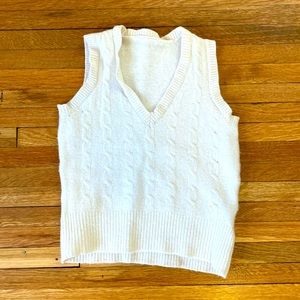 Womens White Wool Sweater Vest Size XS